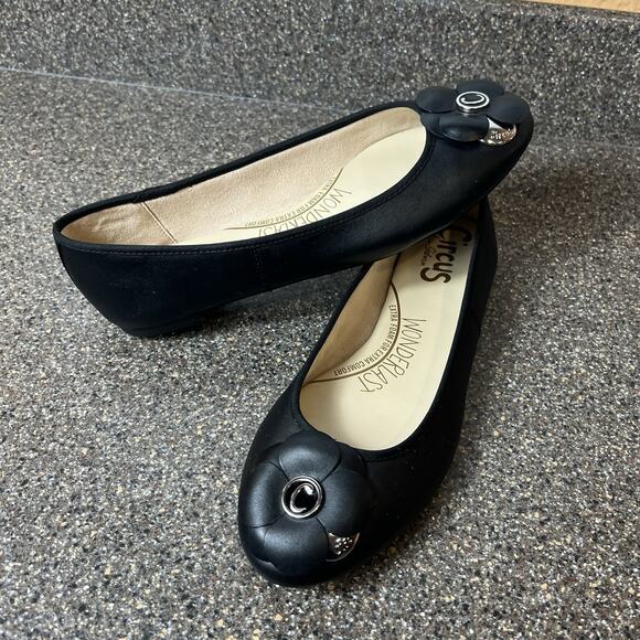 Circus by Sam Edelman Comfort Casual Flat Womens Sz 10M Black Leather Bow Loafer - Picture 1 of 11